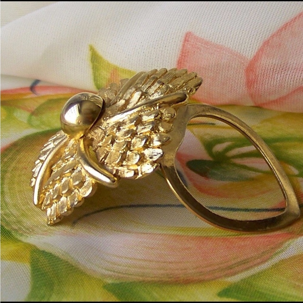 Vintage LIEBA USA GOLD TONE Scarf Dress CLIP FLOWER floral - Picture 9 of 12